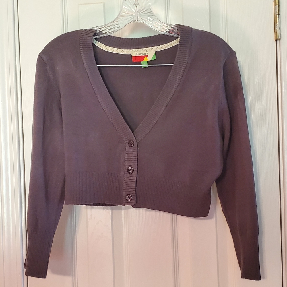 Modcloth - gray cropped cardigan - L